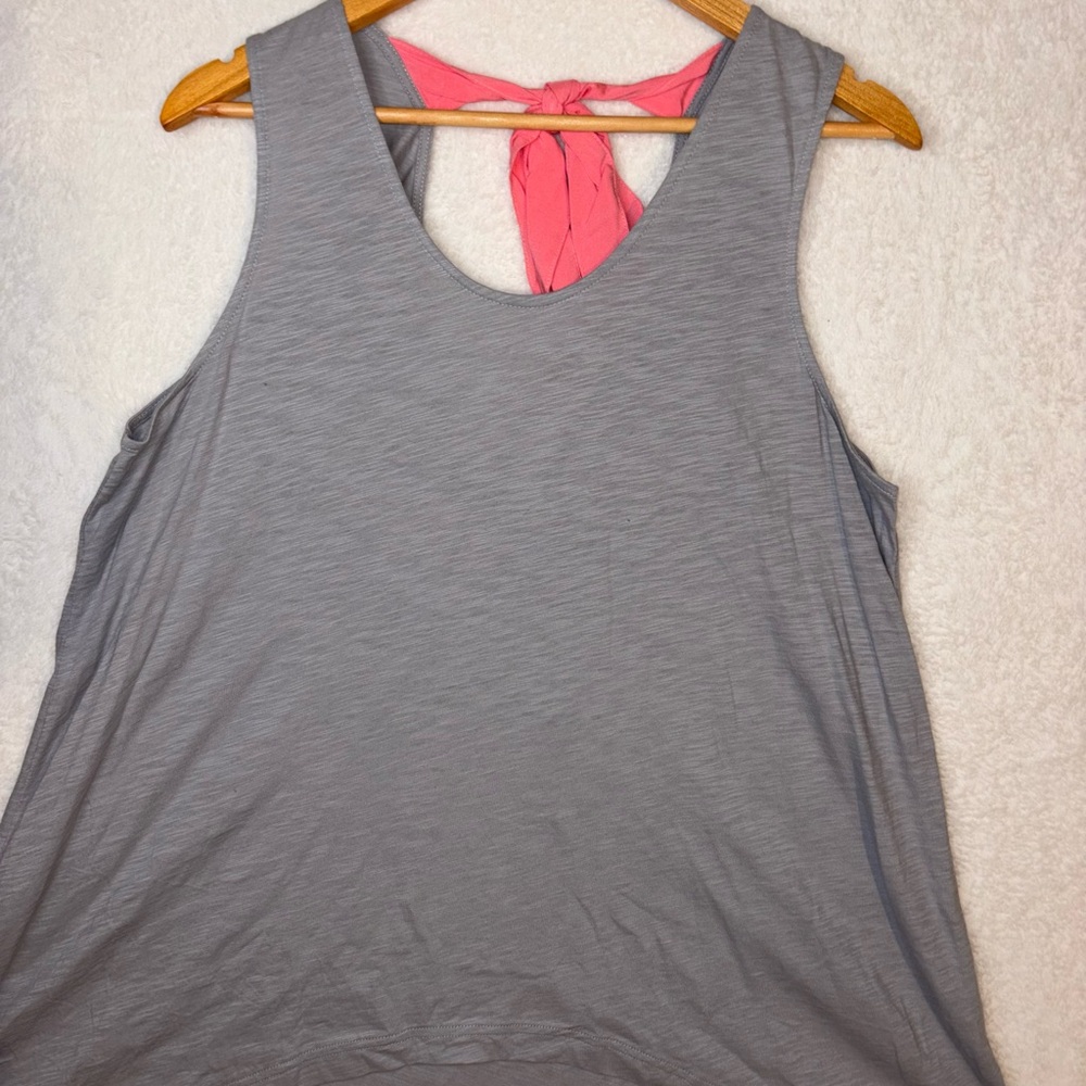 NWT! Matilda Jane Gray Tank Top with Pink Back Tie Accent Size XL